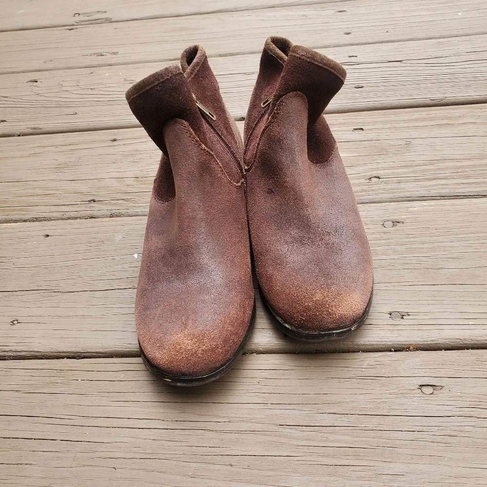 Ugg Australia Penelope Brown Suede Leather Western Cowgirl Ankle Boots Booties 4